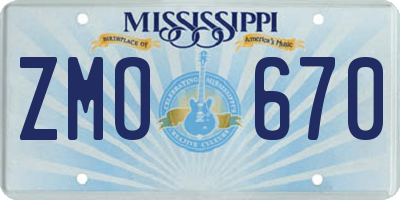 MS license plate ZMO670