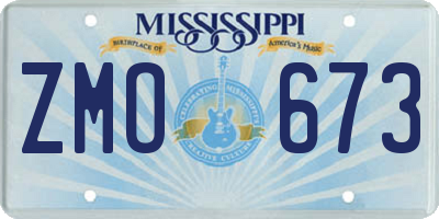 MS license plate ZMO673