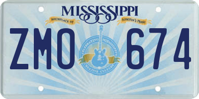 MS license plate ZMO674
