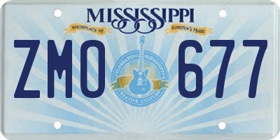 MS license plate ZMO677