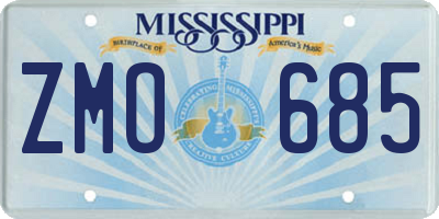 MS license plate ZMO685