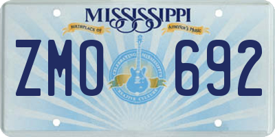MS license plate ZMO692