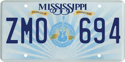 MS license plate ZMO694