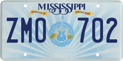 MS license plate ZMO702