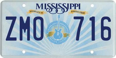 MS license plate ZMO716