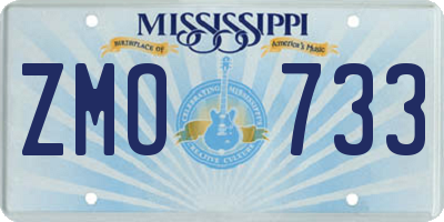 MS license plate ZMO733
