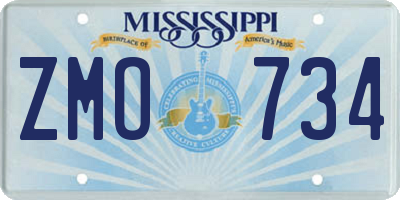 MS license plate ZMO734
