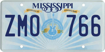 MS license plate ZMO766