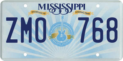 MS license plate ZMO768