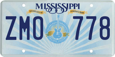 MS license plate ZMO778