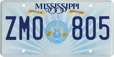 MS license plate ZMO805