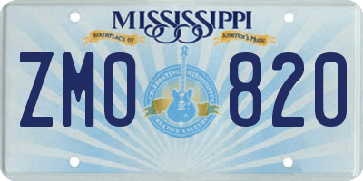 MS license plate ZMO820
