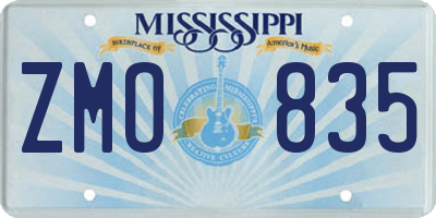 MS license plate ZMO835