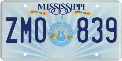 MS license plate ZMO839