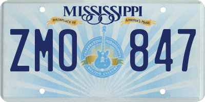MS license plate ZMO847