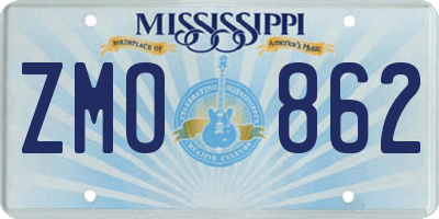 MS license plate ZMO862