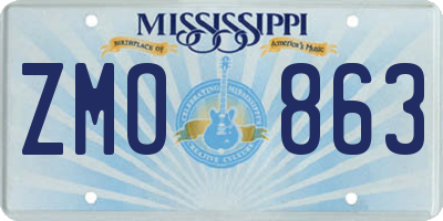 MS license plate ZMO863