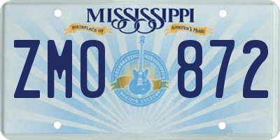 MS license plate ZMO872