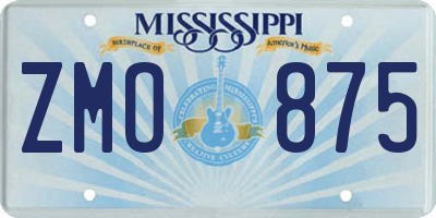 MS license plate ZMO875