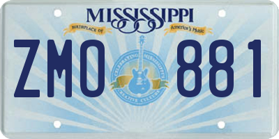 MS license plate ZMO881