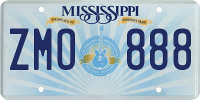 MS license plate ZMO888