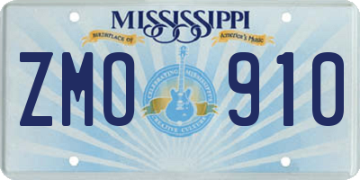 MS license plate ZMO910