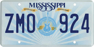 MS license plate ZMO924