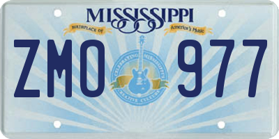 MS license plate ZMO977