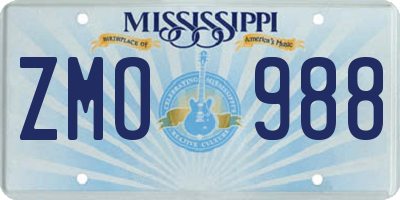 MS license plate ZMO988