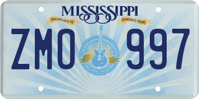 MS license plate ZMO997