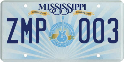 MS license plate ZMP003