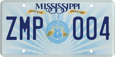 MS license plate ZMP004
