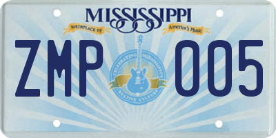 MS license plate ZMP005