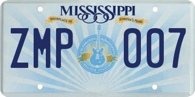 MS license plate ZMP007