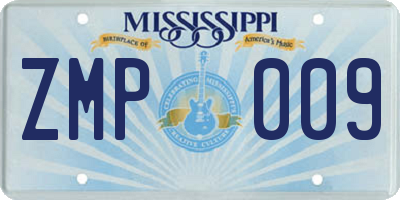 MS license plate ZMP009