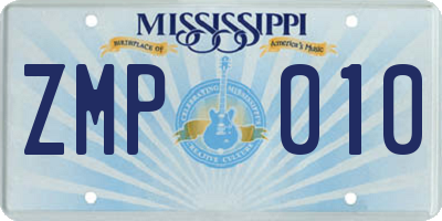 MS license plate ZMP010