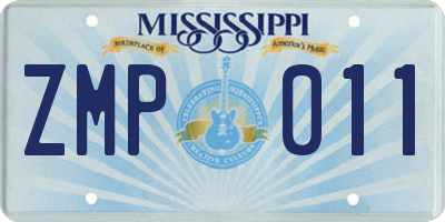 MS license plate ZMP011