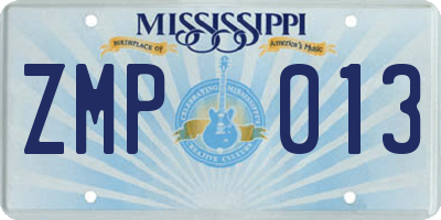 MS license plate ZMP013