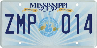 MS license plate ZMP014
