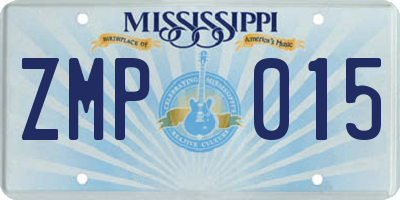 MS license plate ZMP015