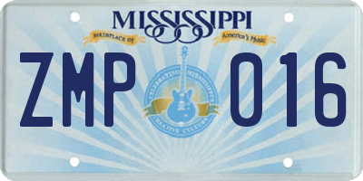 MS license plate ZMP016