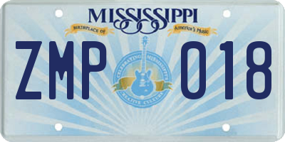 MS license plate ZMP018