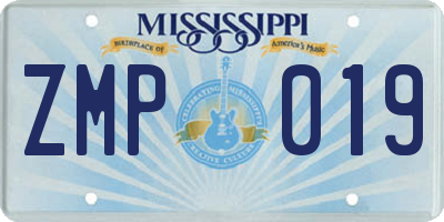 MS license plate ZMP019
