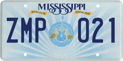 MS license plate ZMP021