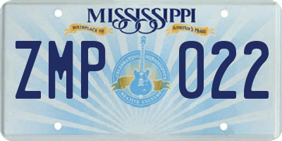 MS license plate ZMP022
