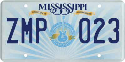 MS license plate ZMP023
