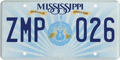 MS license plate ZMP026