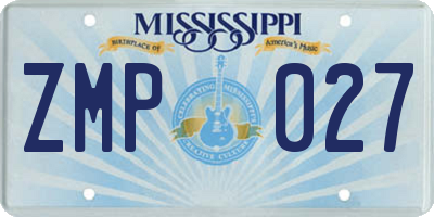 MS license plate ZMP027
