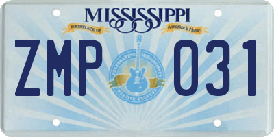 MS license plate ZMP031