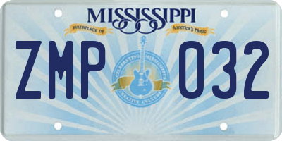 MS license plate ZMP032